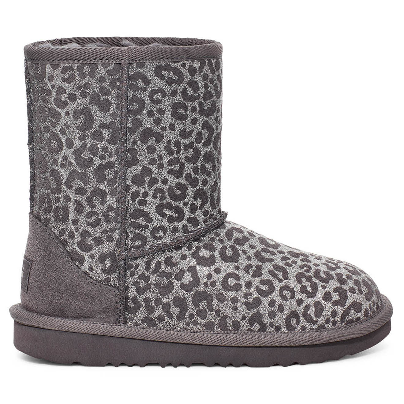 Ugg - Boots fourrées Laine en Velours de Cuir Classic II Glitter Léopard grises