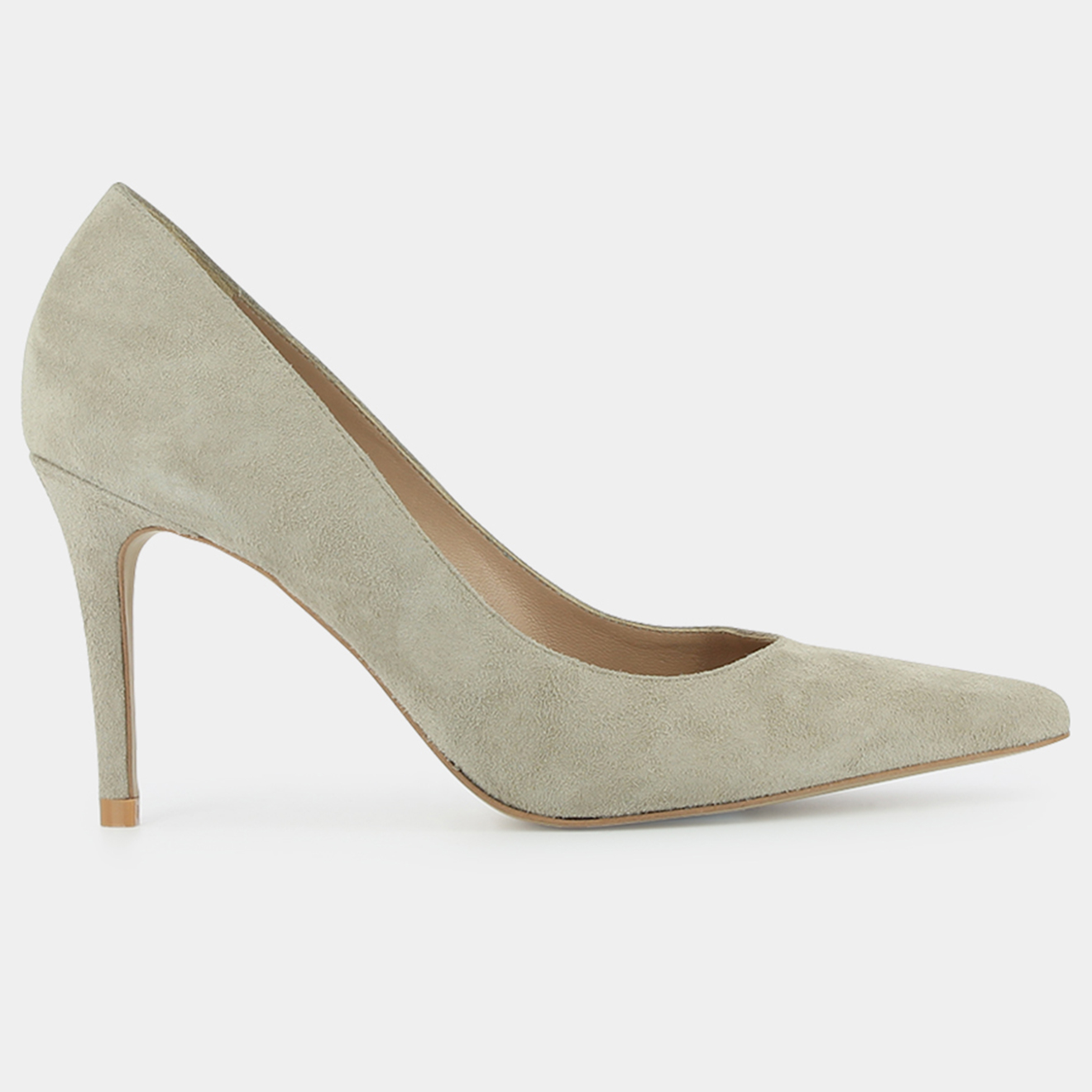 Escarpins en Velours de Cuir Deocris taupe - Talon 8 cm