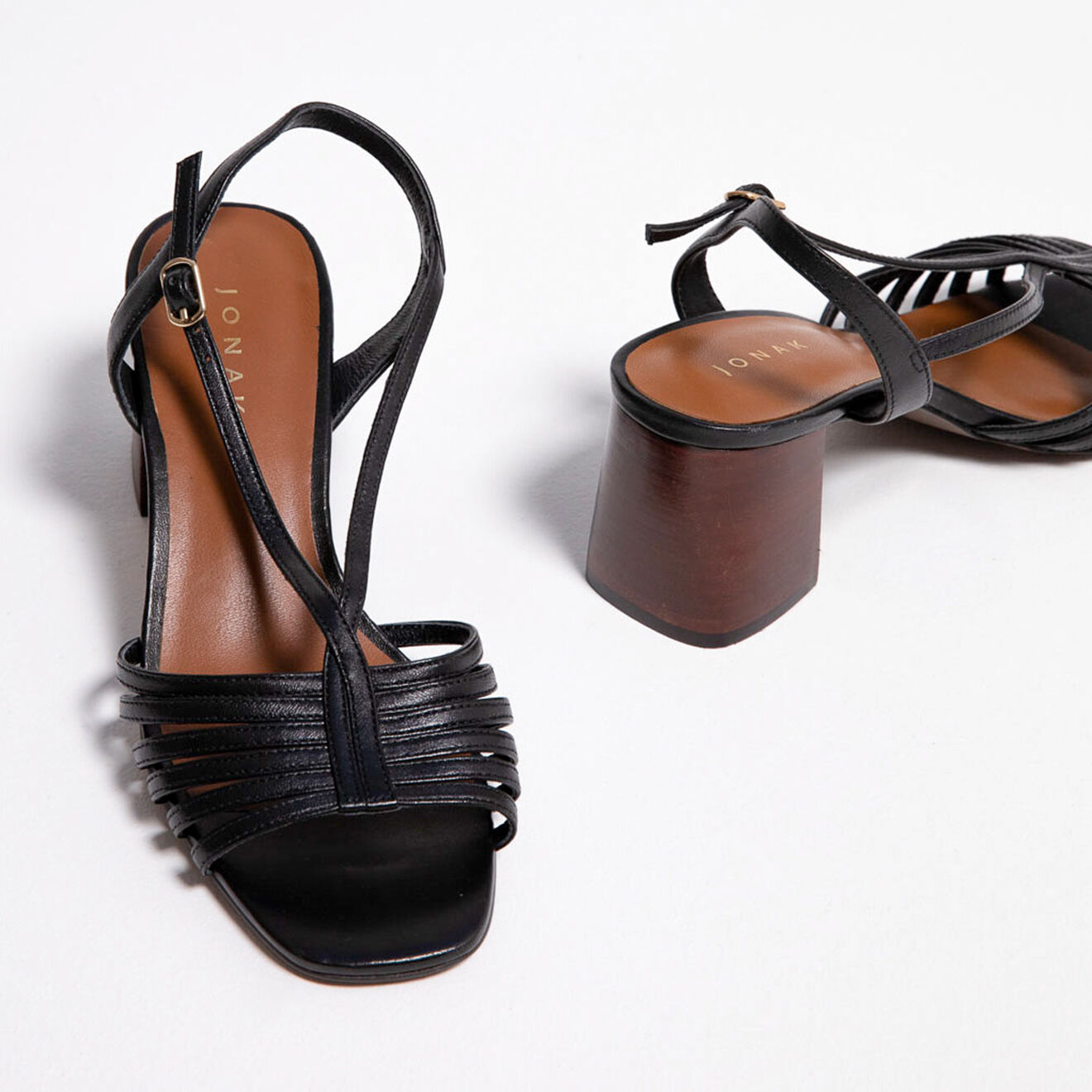 Sandales en Cuir Sera noires - Talon 6 cm