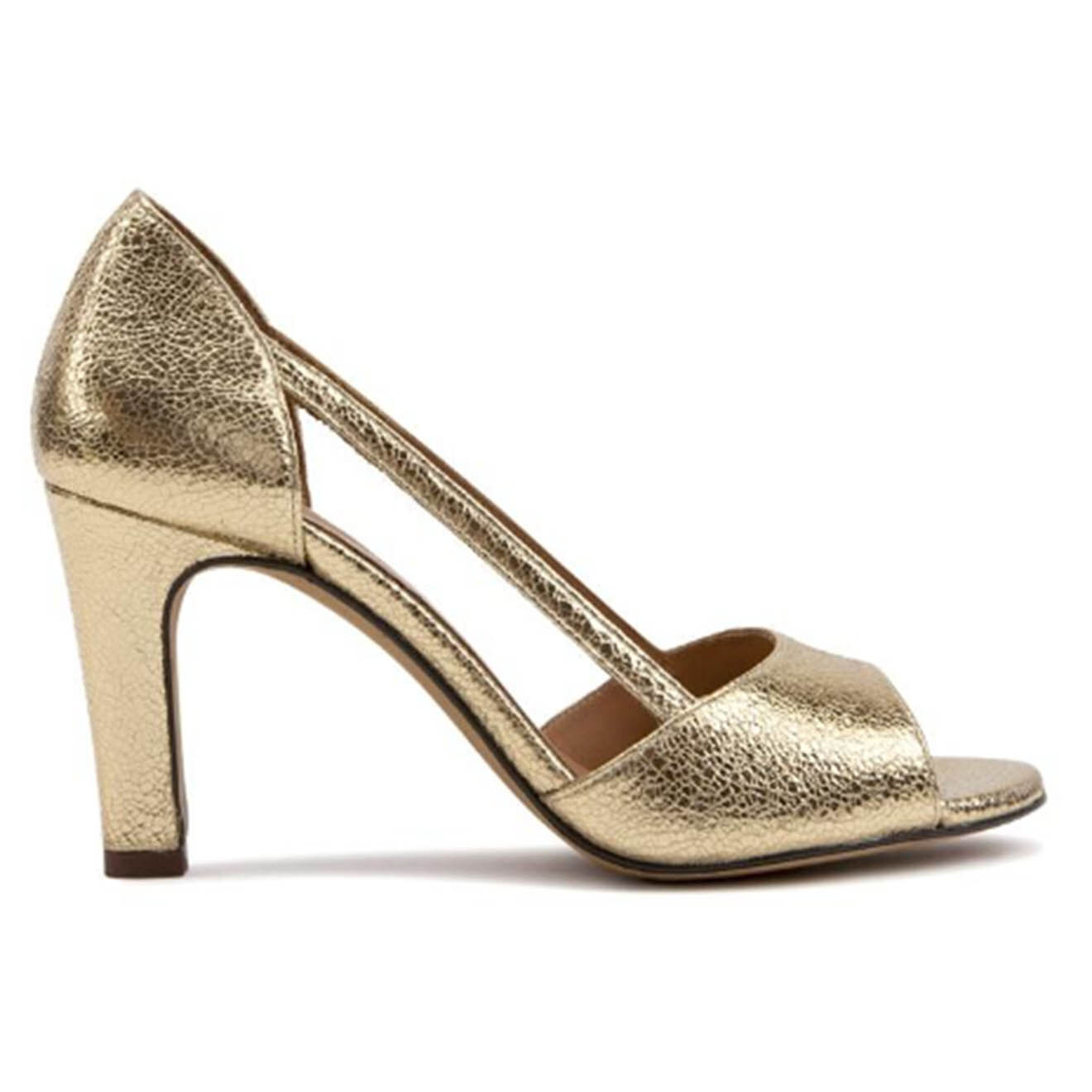Escarpins open-toes en Cuir Brune dorés - Talon 7.5 cm