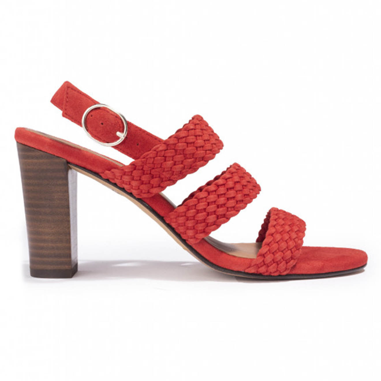 Sandales en Velours de Cuir Candice corail - Talon 7.5 cm