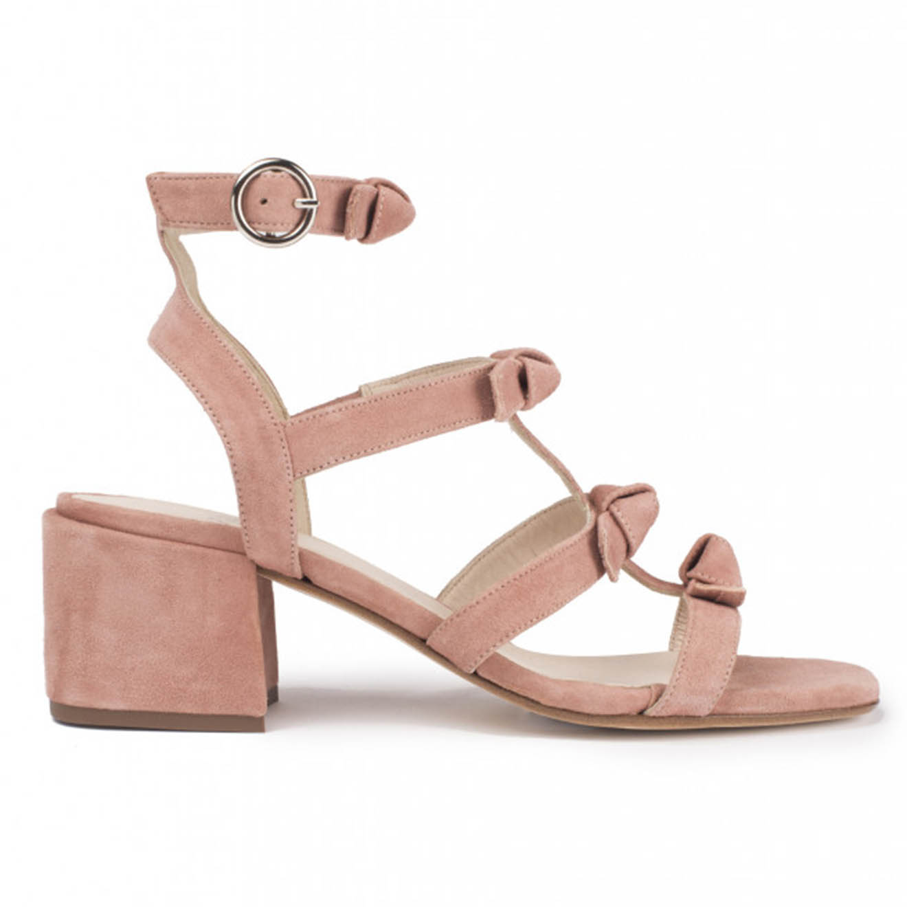 Sandales en Velours de Cuir Capri poudre - Talon 6 cm