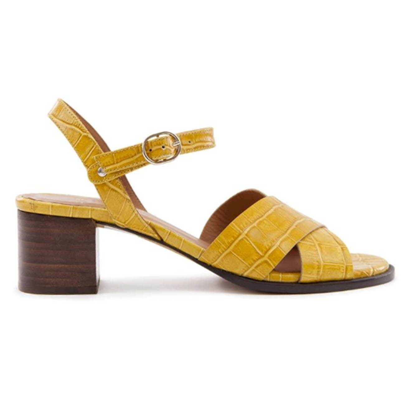 Sandales en Cuir croco Coline papaye