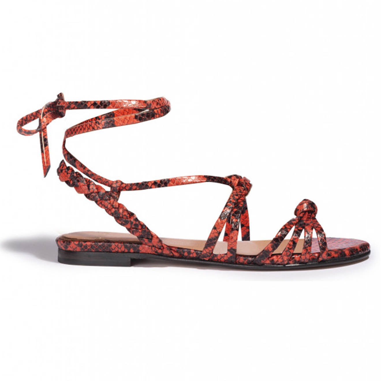 Sandales en Cuir python Ellie corail