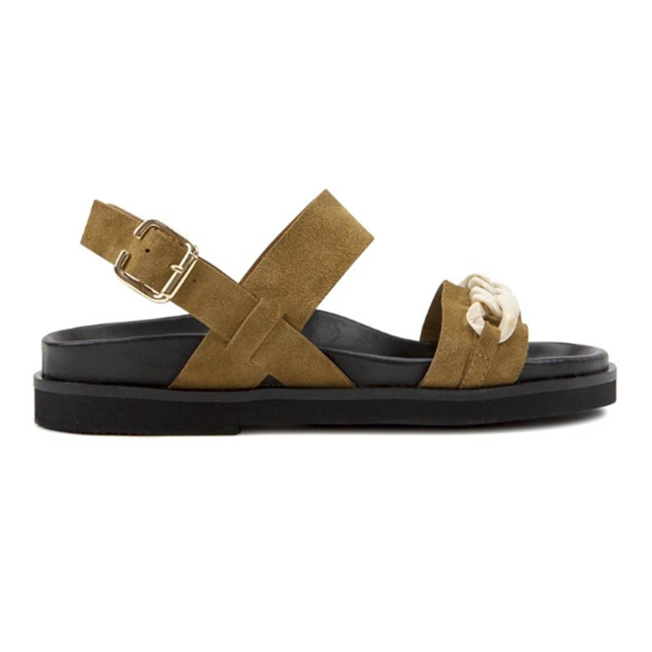 Sandales en Velours de Cuir Esther tabac