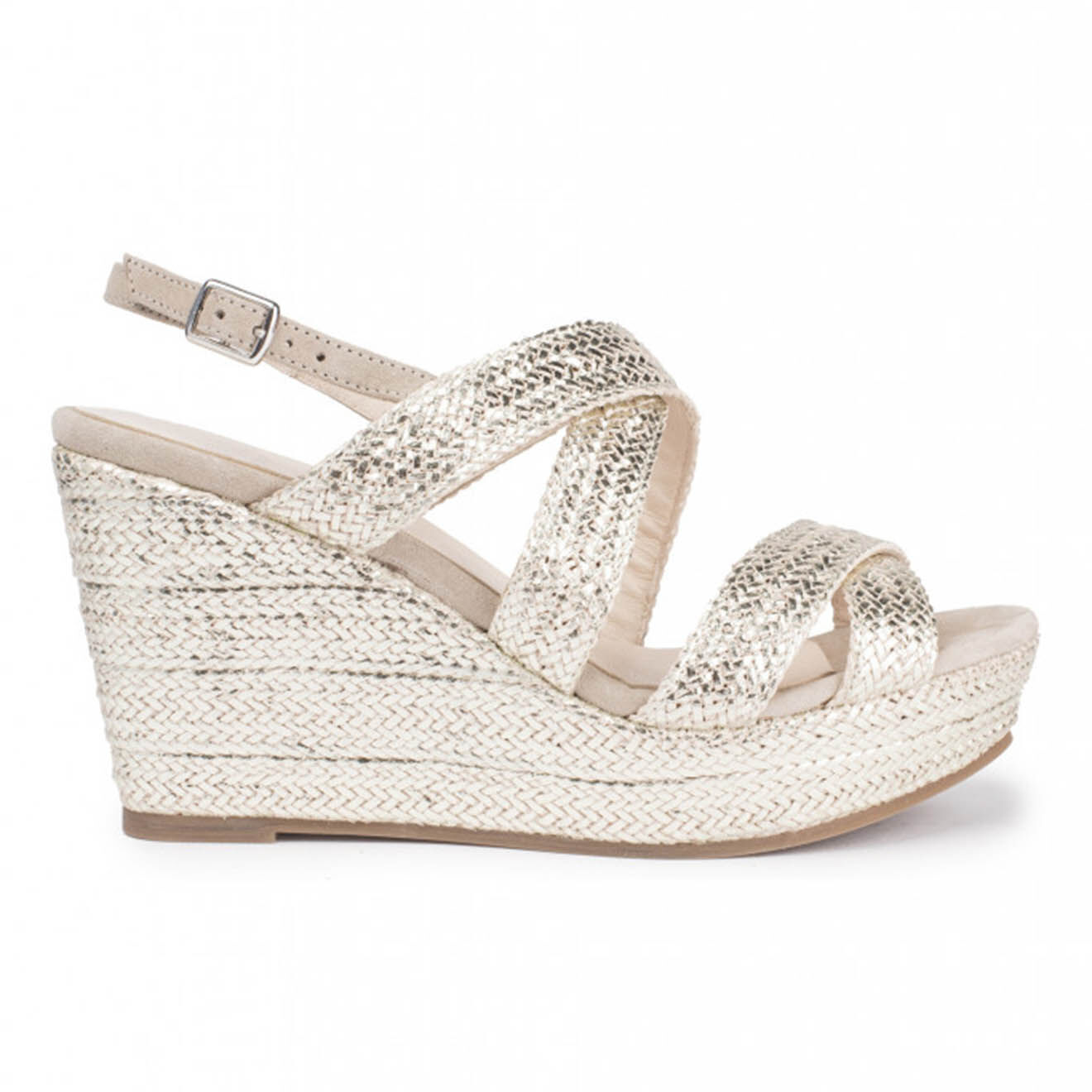 Sandales compensées Mozza argentées - Talon 10 cm