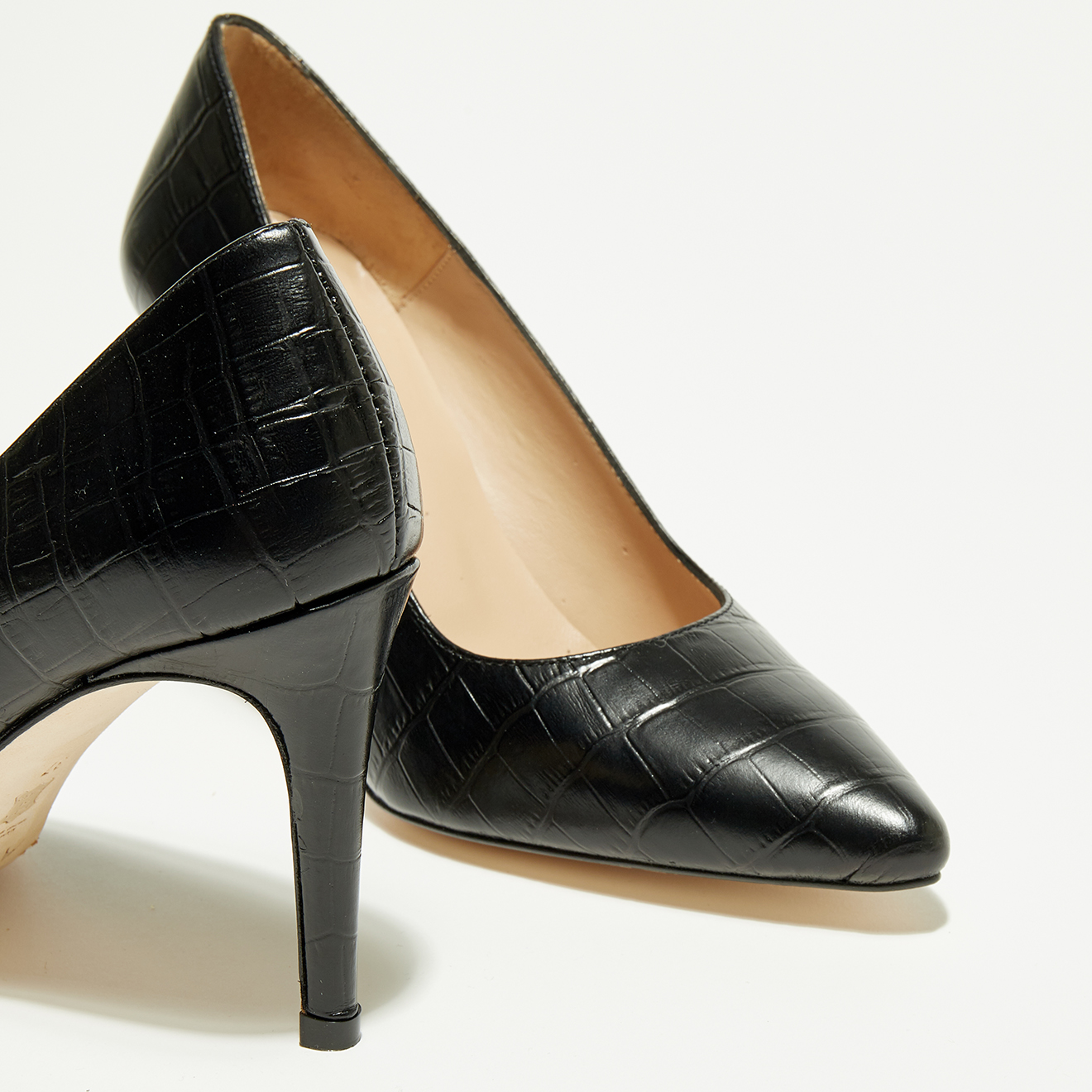 Escarpins en Cuir croco Baila noirs - Talon 8 cm