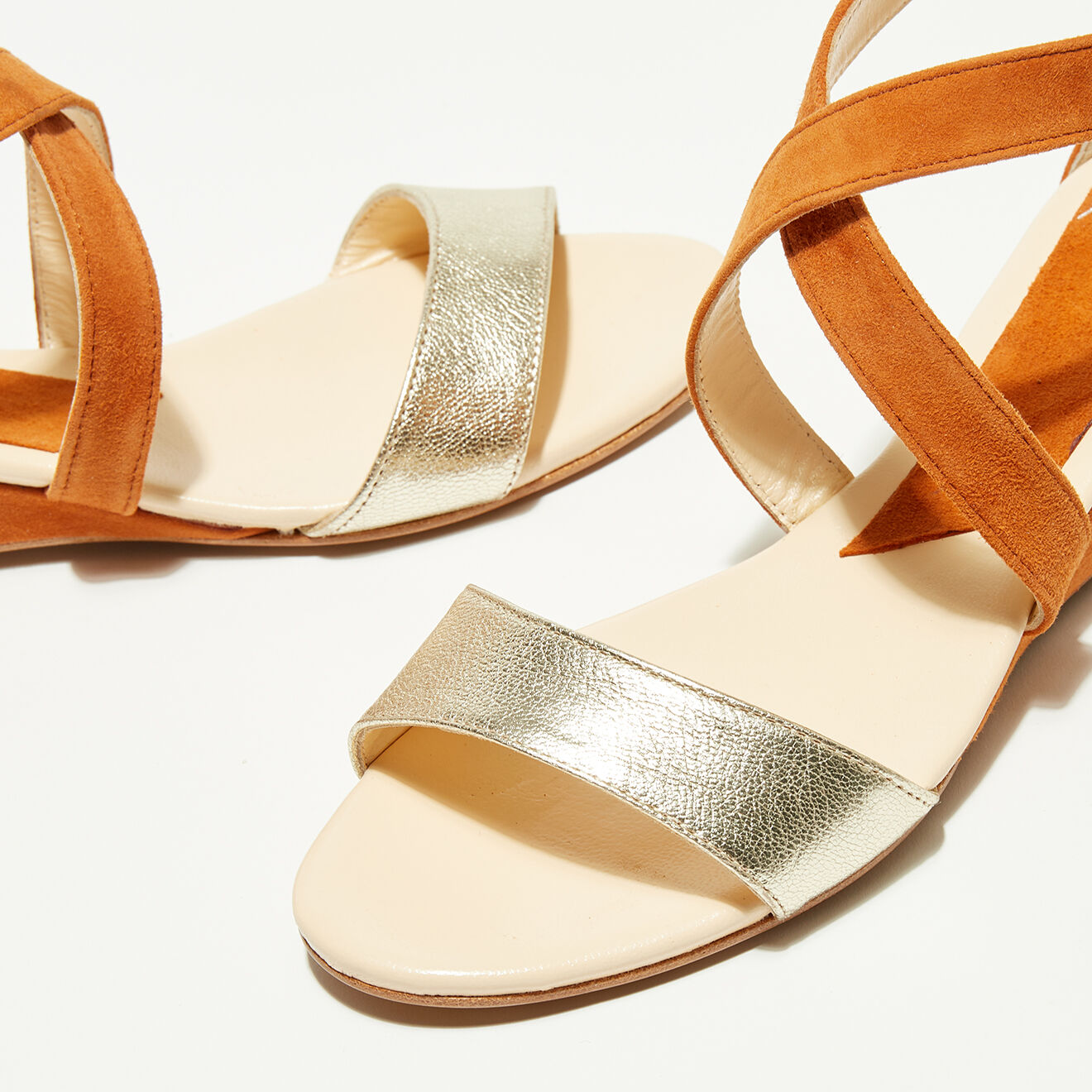 Sandales en Velours de Cuir Geko brandy