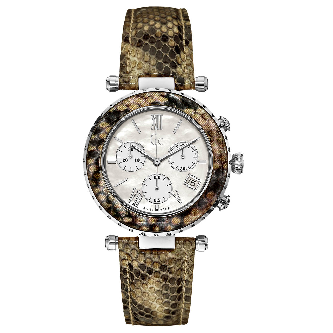 Guess Collection - Montre Femme Diver Chic en Cuir beige/noir