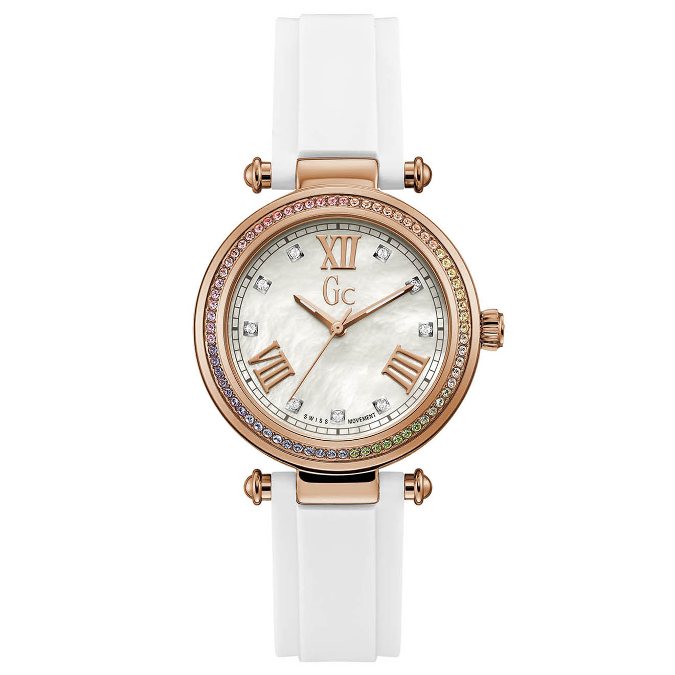 Guess Collection - Montre Femme Prime Chic en Silicone & Pierres Swarovski blanche