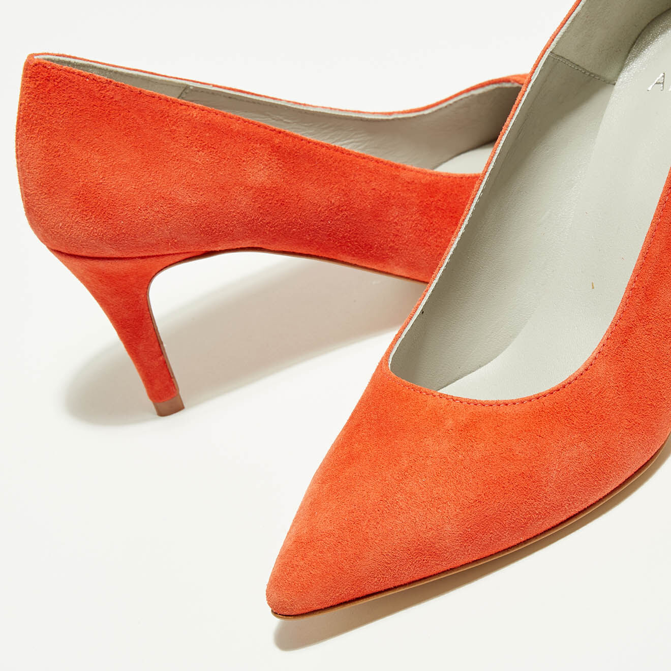 Escarpins en Velours de Cuir Béatrice corail - Talon 6.5 cm