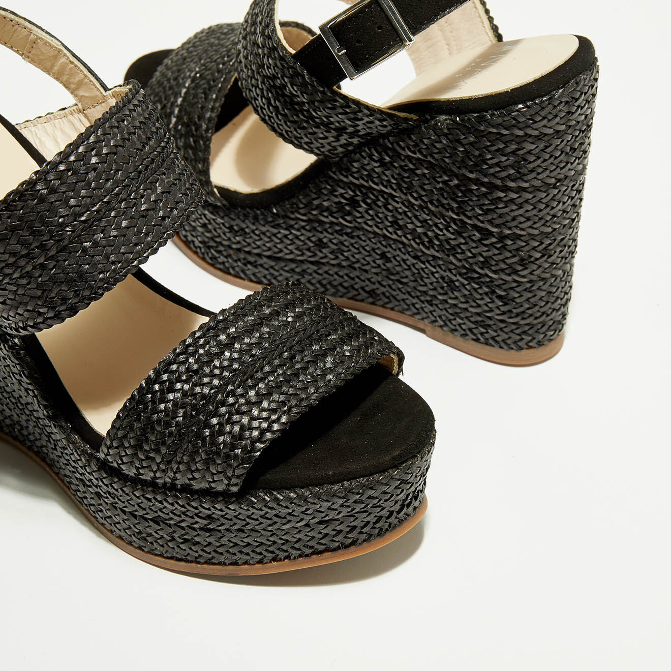 Sandales compensées Tropic noires - Talon 11.5 cm