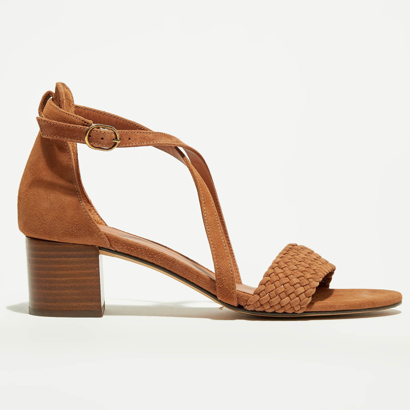 Sandales en Velours de Cuir Faustine camel
