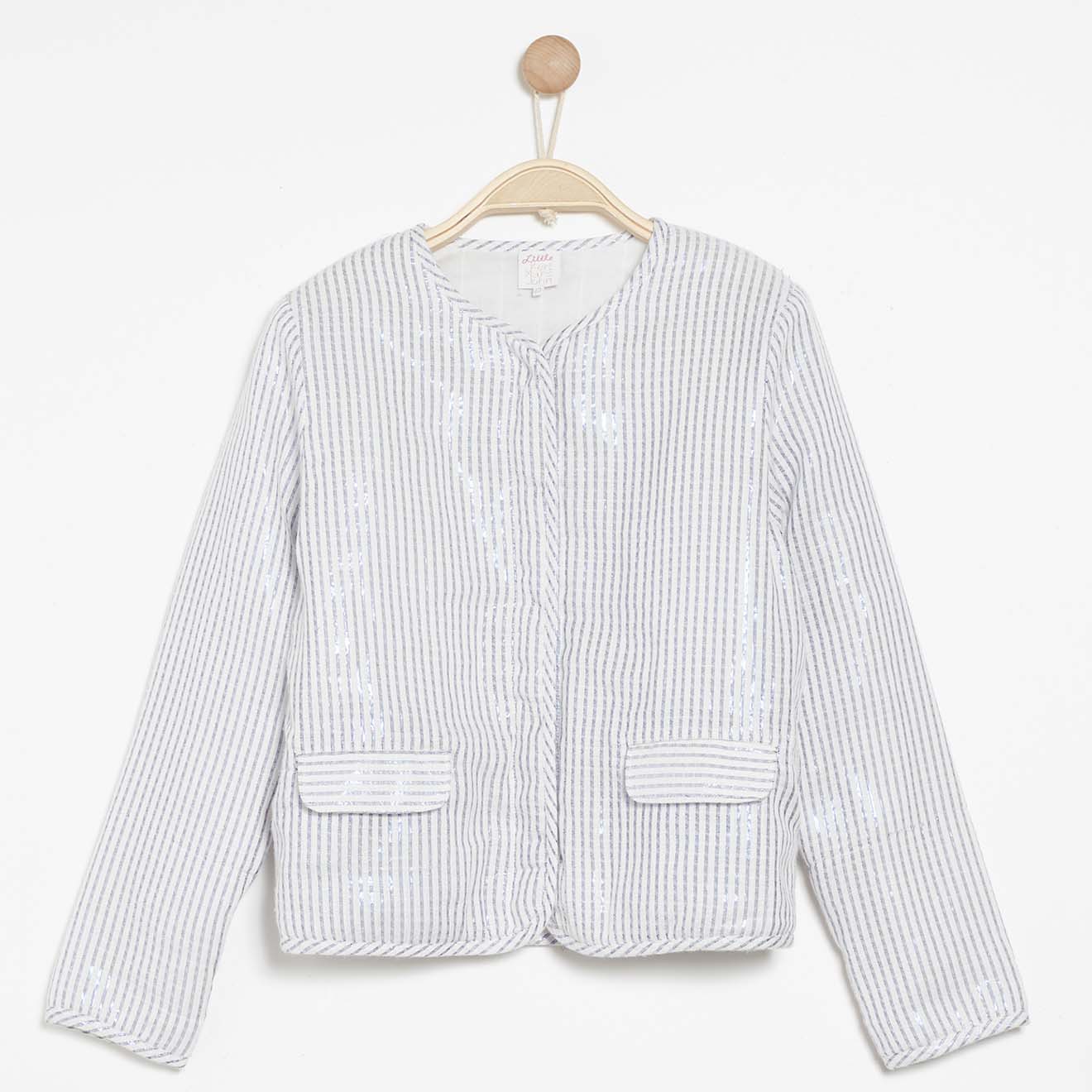 Veste courte Valecily en Coton à rayures bleue
