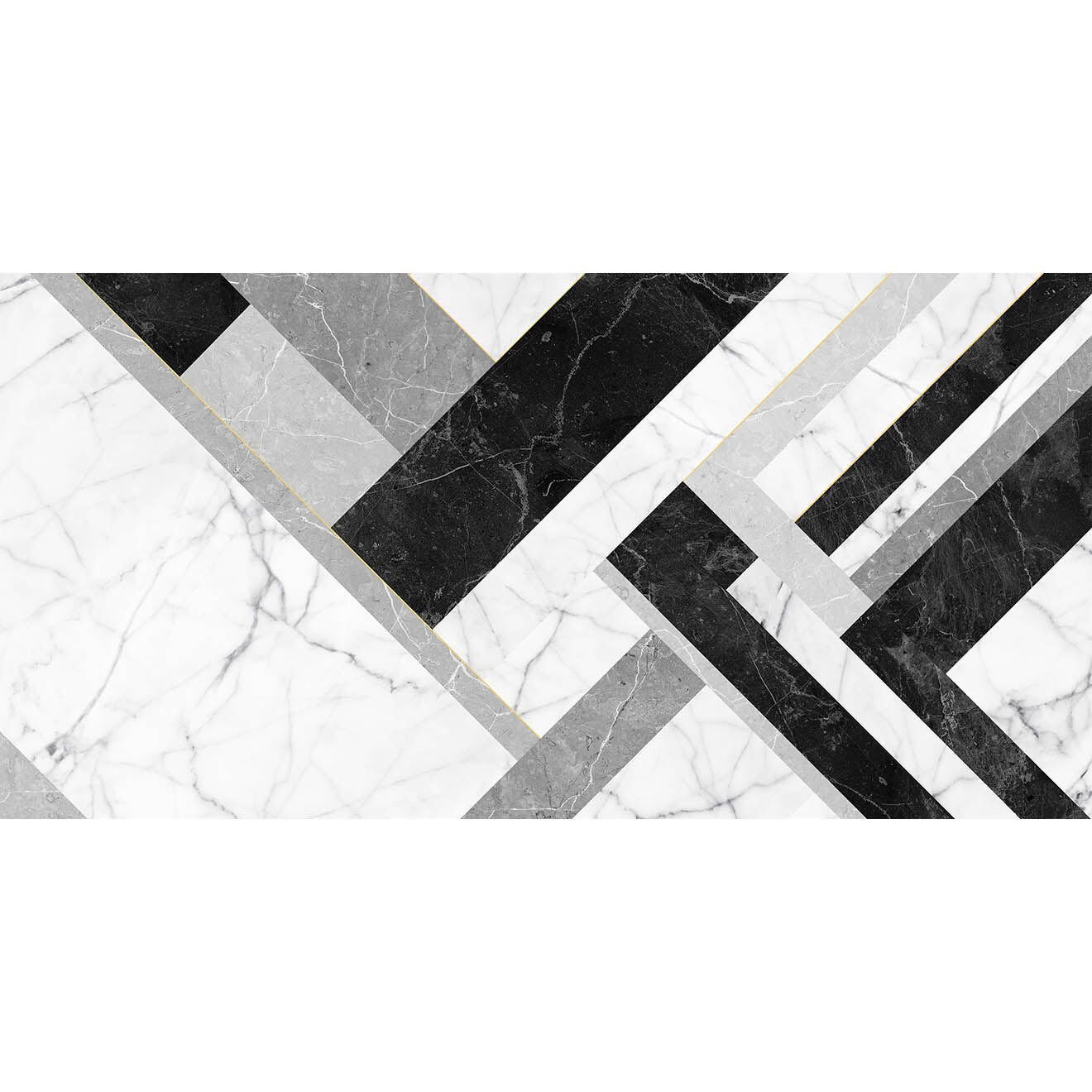 Tapis Marmol Infinity noir/gris/blanc - 66x150 cm