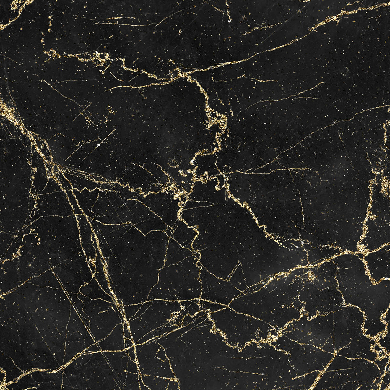 Tapis carré Marble noir/doré - 100x100 cm