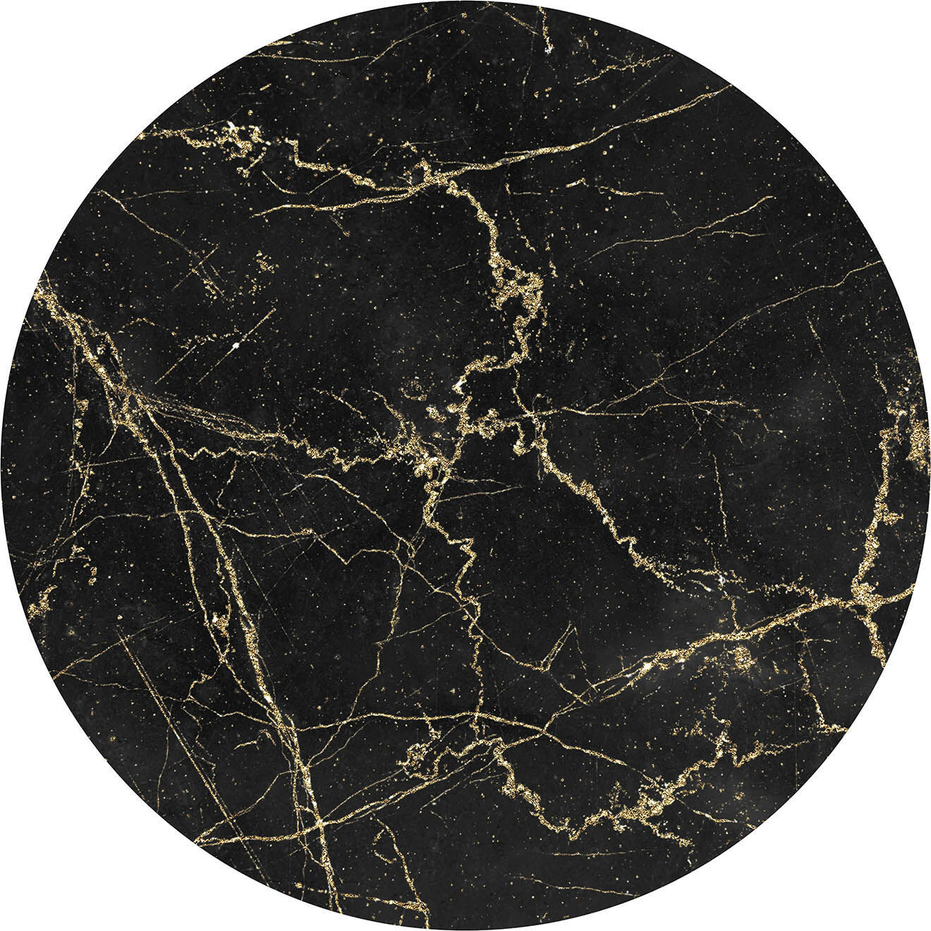 Tapis rond Marble noir/doré - D.100 cm