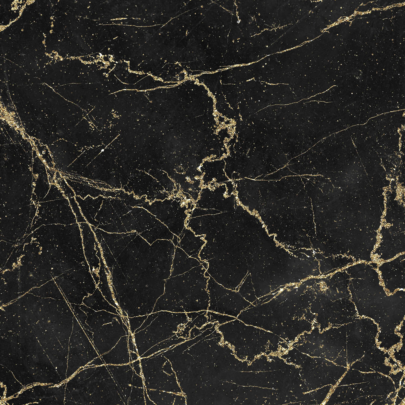 Tapis carré Marble noir/doré - 120x120 cm