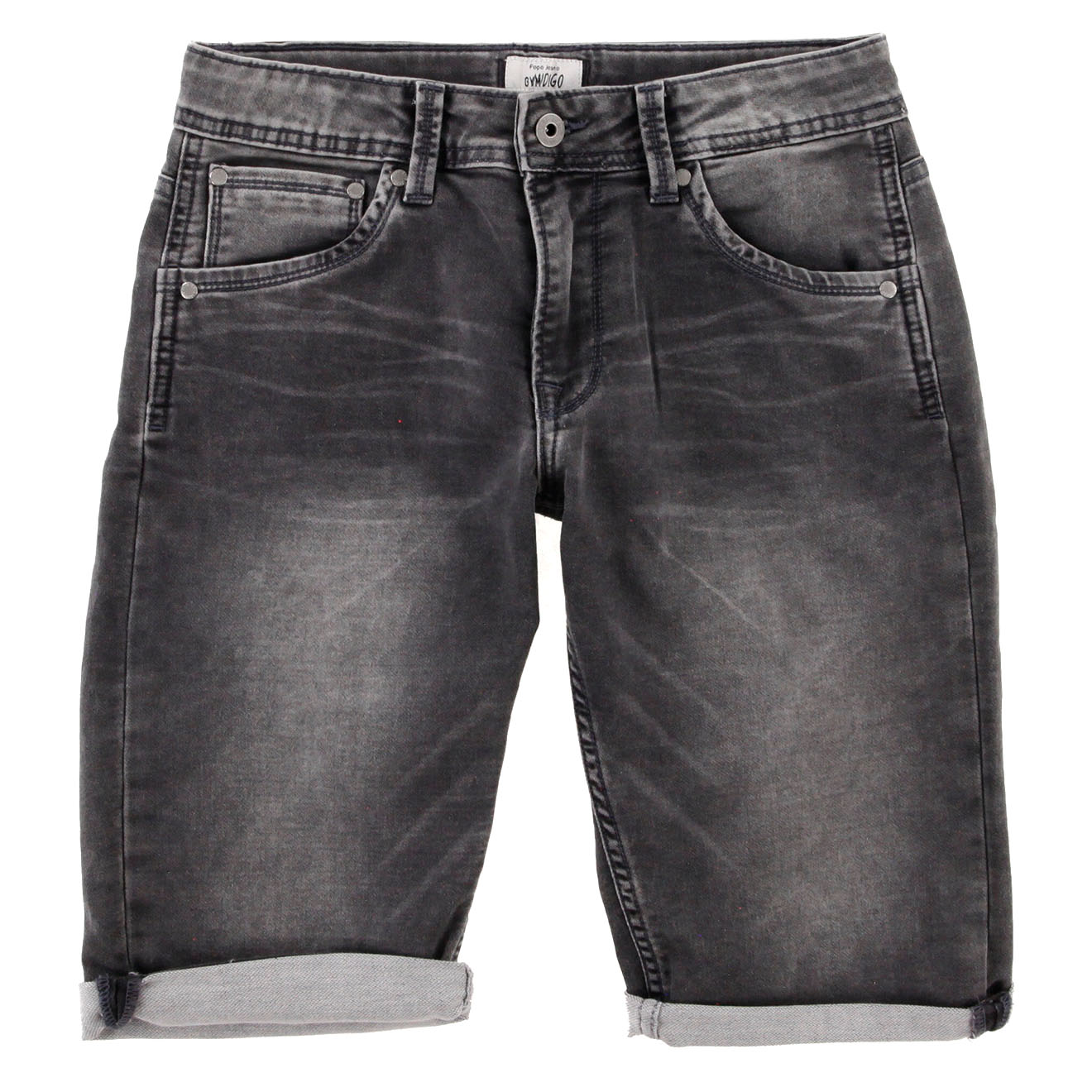 pepe jeans - short en jean cashed jog gris foncé
