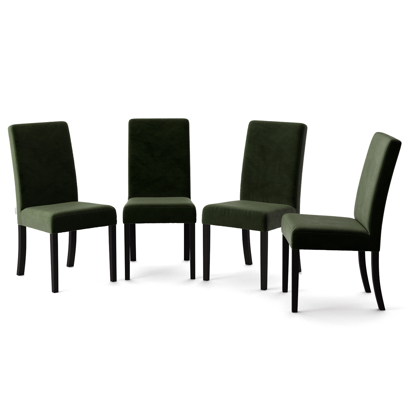 4 Chaises Tonka toucher velours vert foncé - 46x61x96 cm