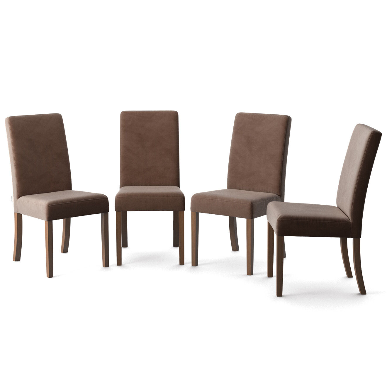 4 Chaises Tonka toucher velours taupe - 46x61x96 cm