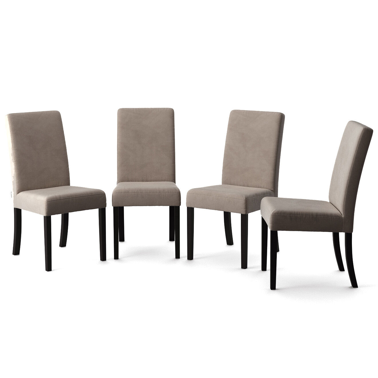 4 Chaises Tonka toucher velours beige - 46x61x96 cm