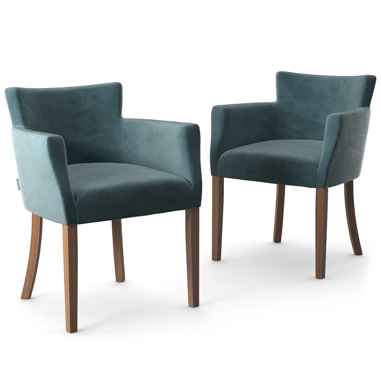 2 Fauteuils Santal toucher velours vert de gris - 60x60x80 cm