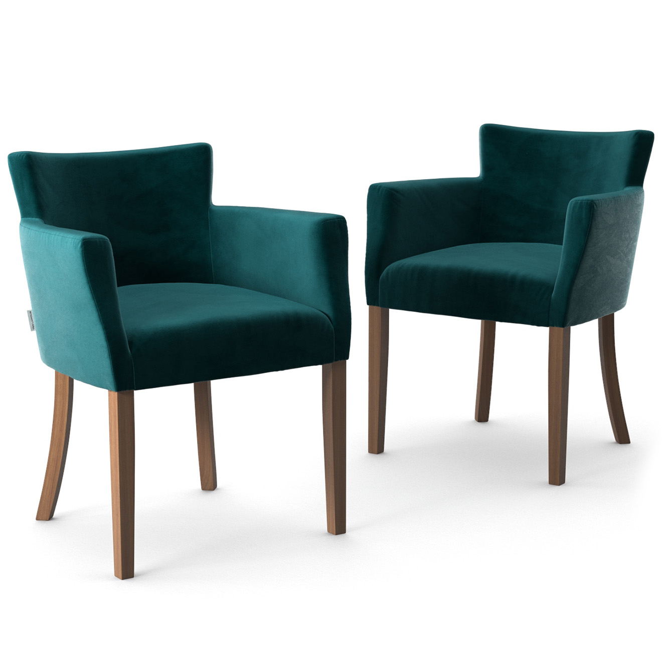 2 Fauteuils Santal toucher velours bleu pétrole - 60x60x80 cm