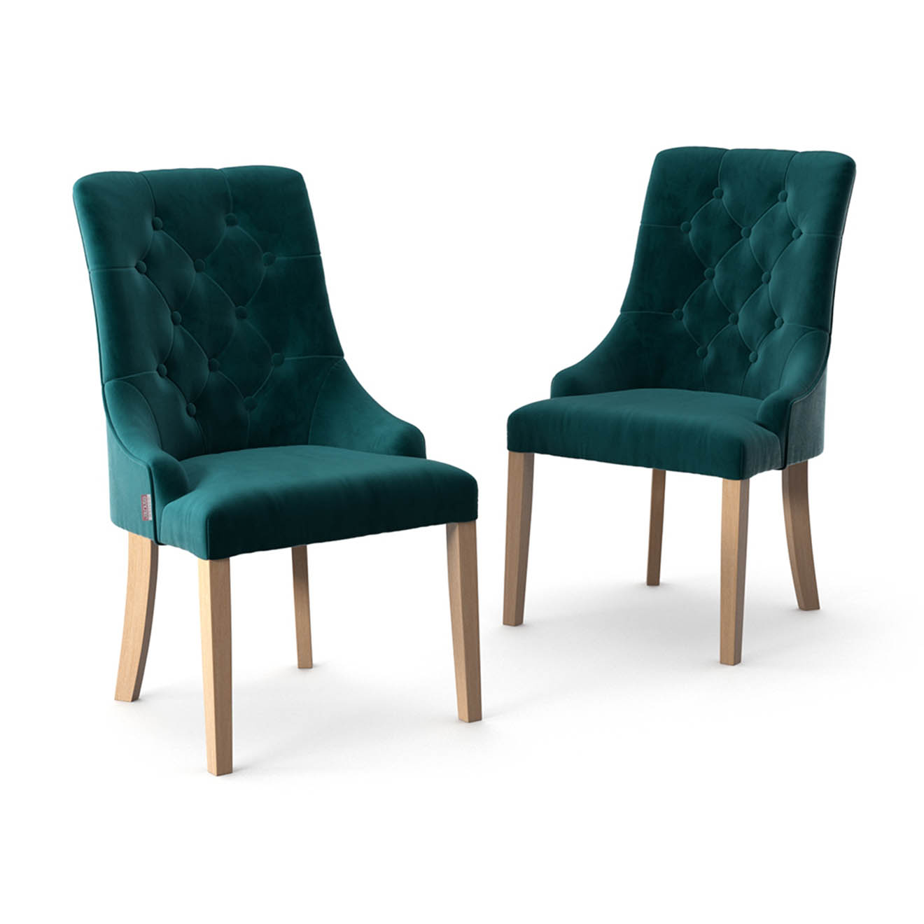 2 Chaises toucher Velours Chiara bleu pétrole - 56x65x97 cm
