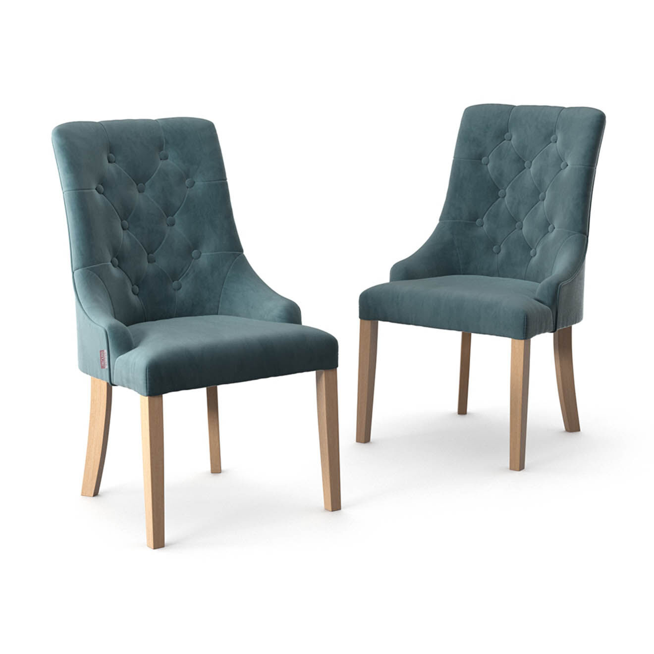 2 Chaises toucher Velours Chiara vert de gris - 56x65x97 cm