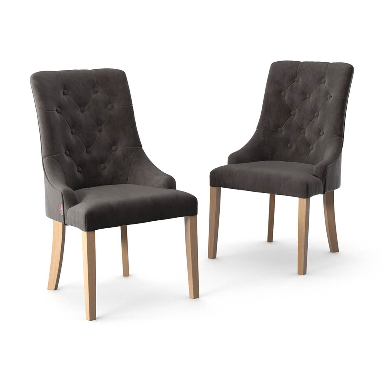 2 Chaises toucher Velours Chiara anthracite - 56x65x97 cm