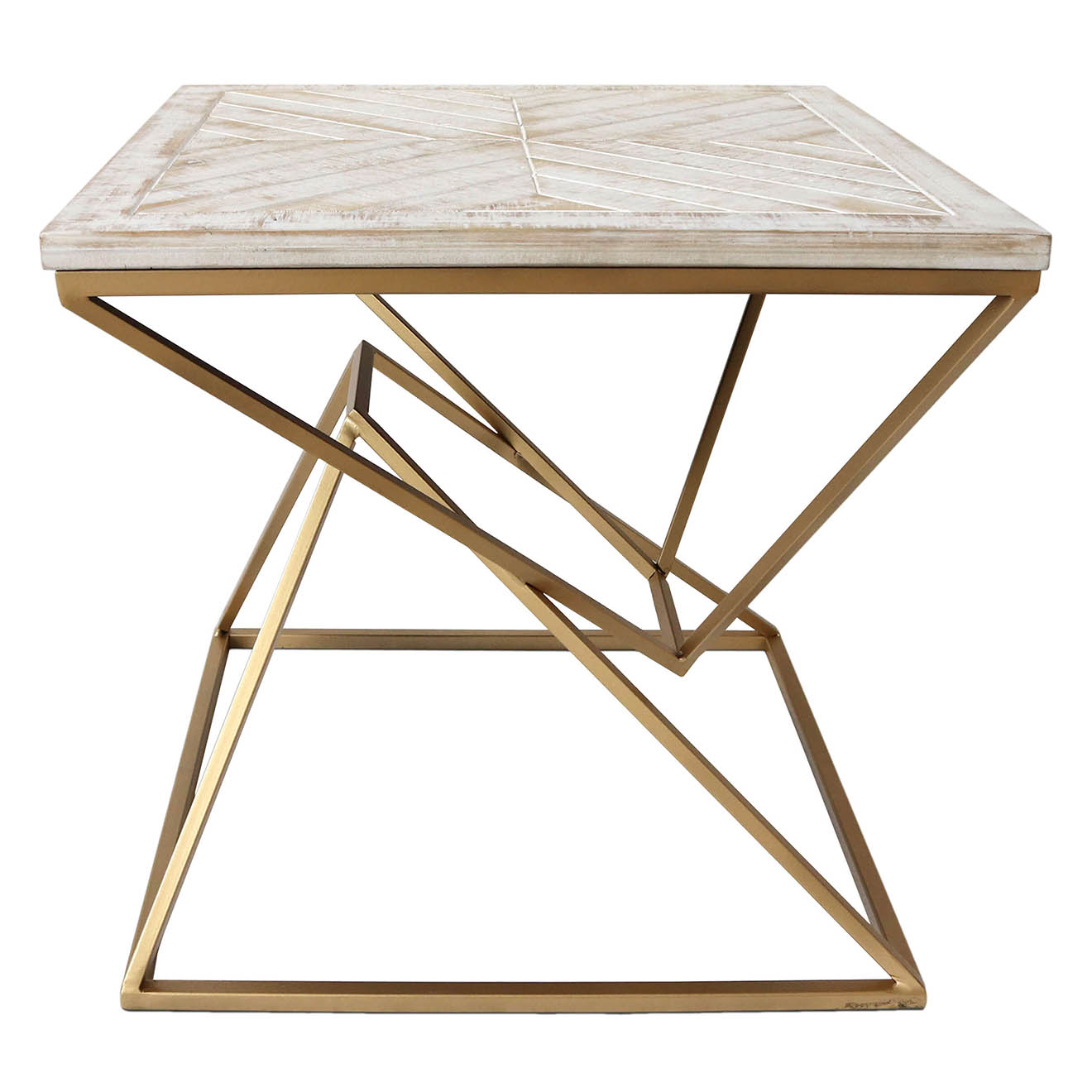 Table d'appoint Side Pyramides série Easy Fashion dorée - 44x46x46 cm