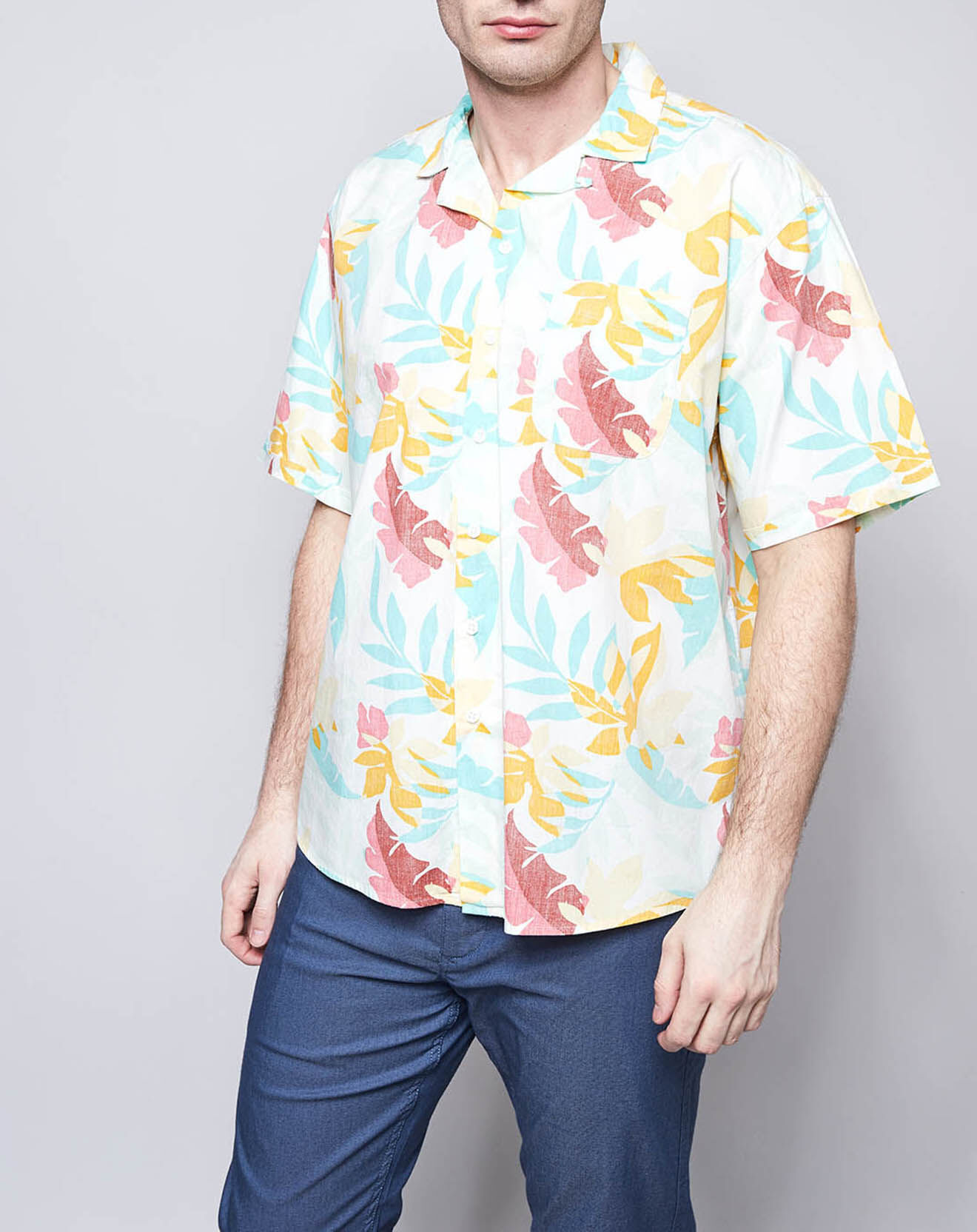 dockers - chemise resort imprimé tropical blanc/multicolore