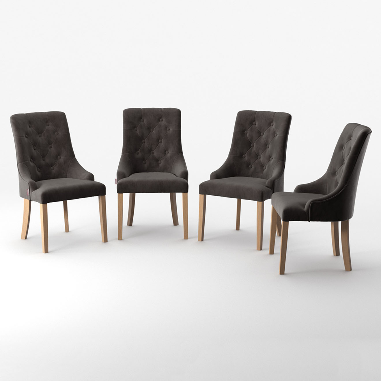 4 Chaises toucher velours chiara anthracite - 56x65x97 cm