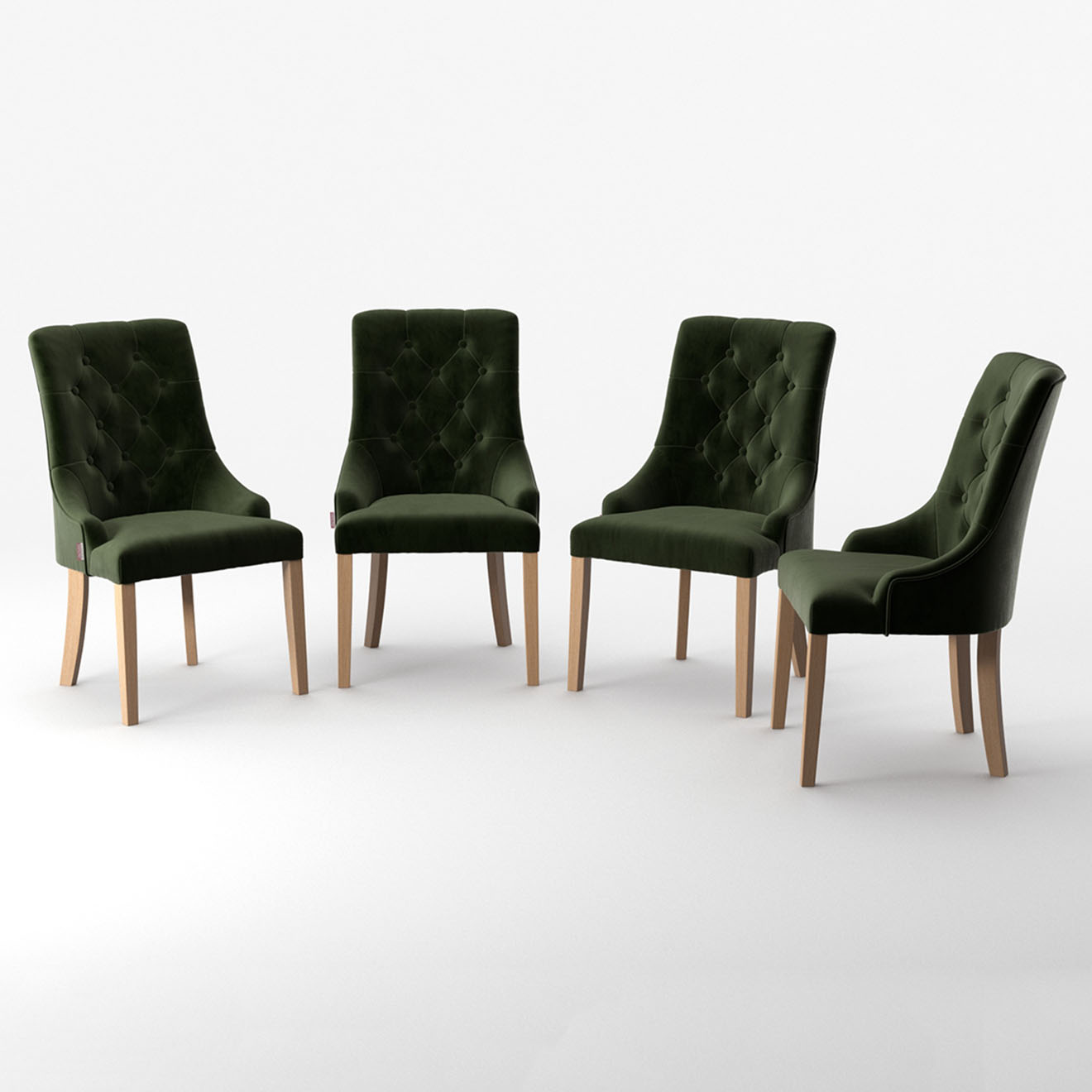 4 Chaises toucher velours chiara vert foncé - 56x65x97 cm
