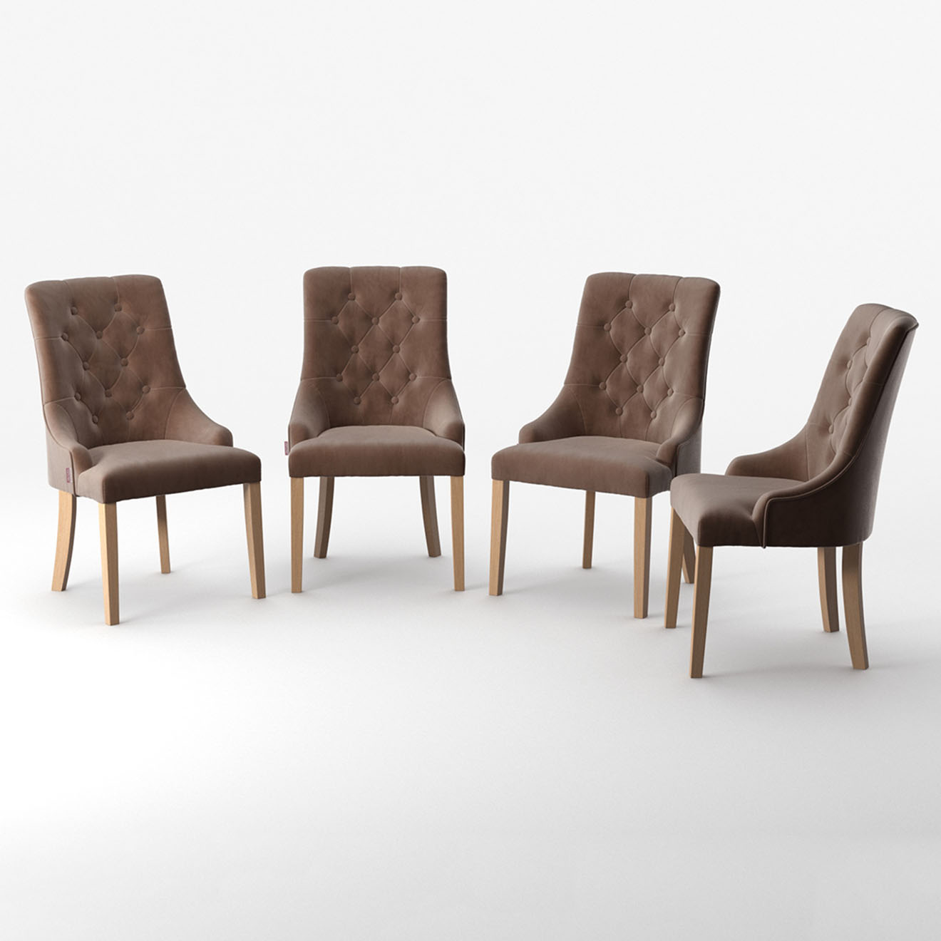 4 Chaises toucher velours chiara taupe - 56x65x97 cm