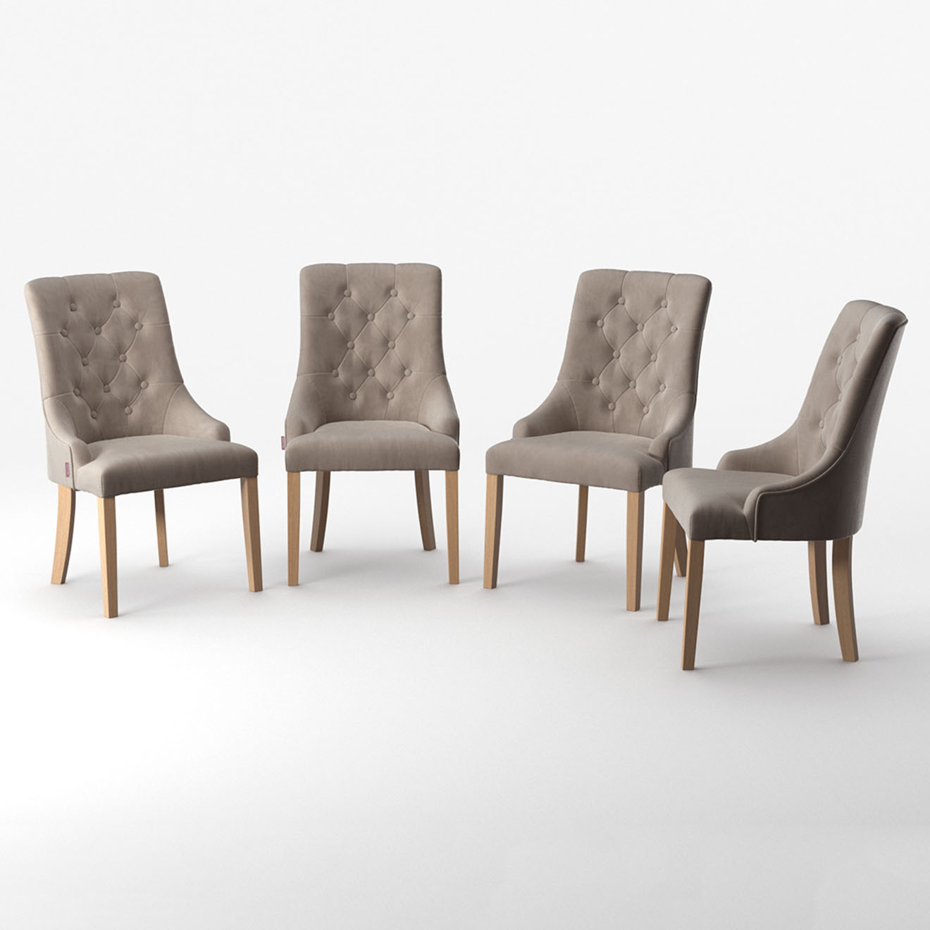 4 Chaises toucher velours chiara beiges - 56x65x97 cm