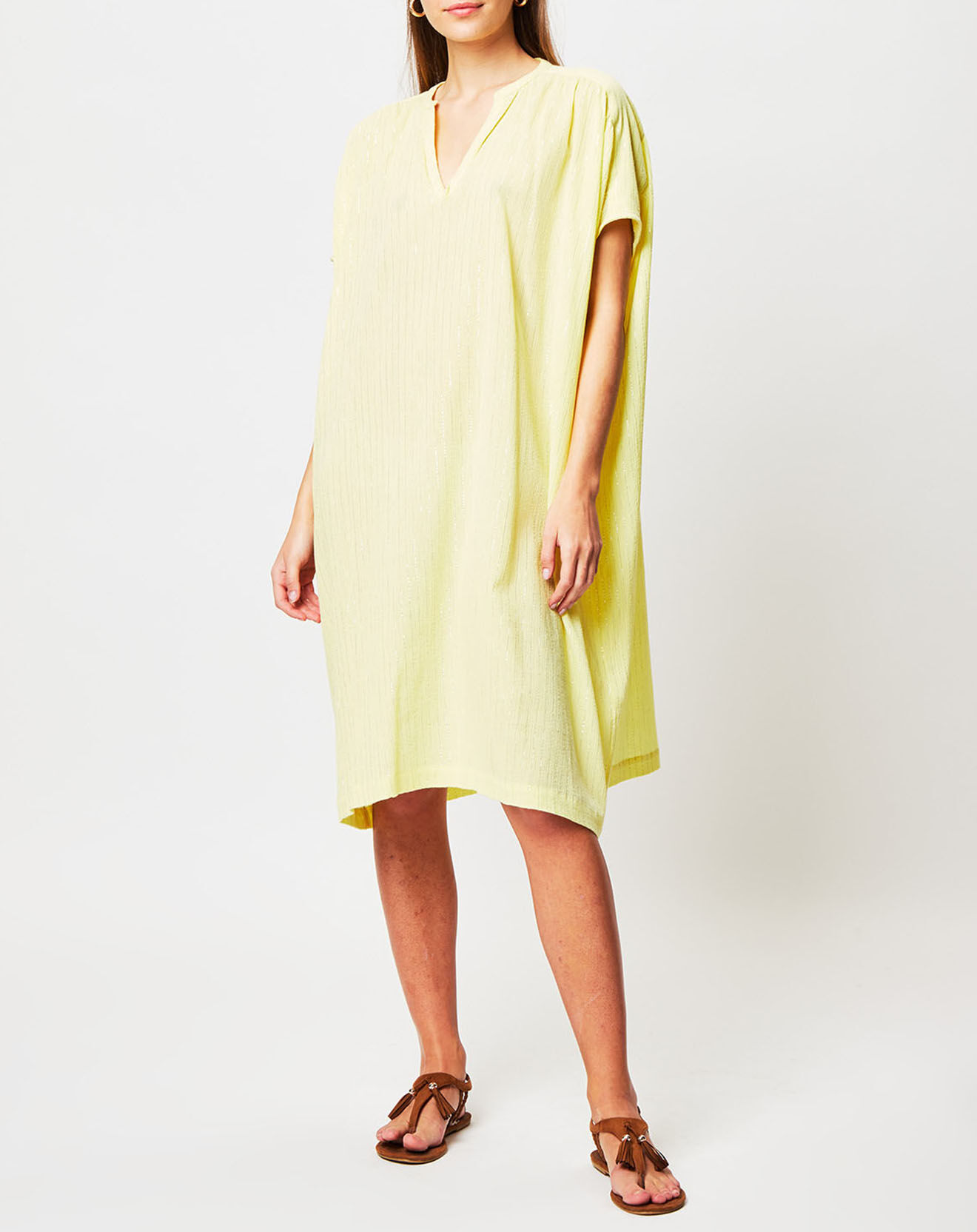 Robe rayure lurex jaune