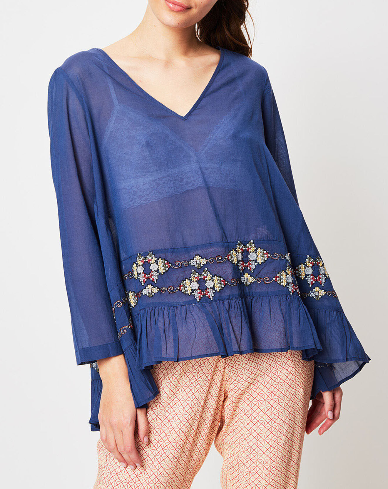 Tunique Matt brodée en Coton bleue