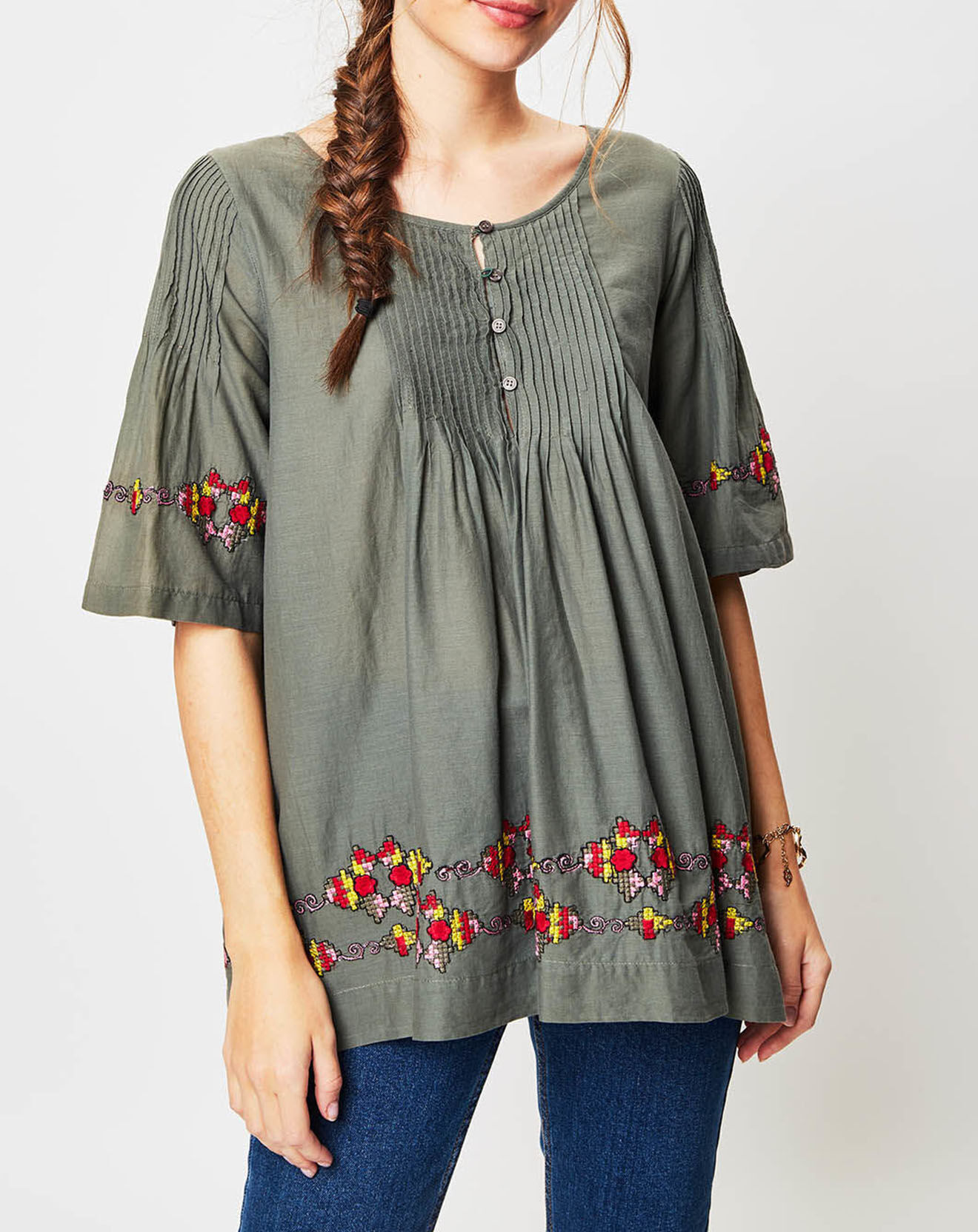 Tunique Matt brodée kaki