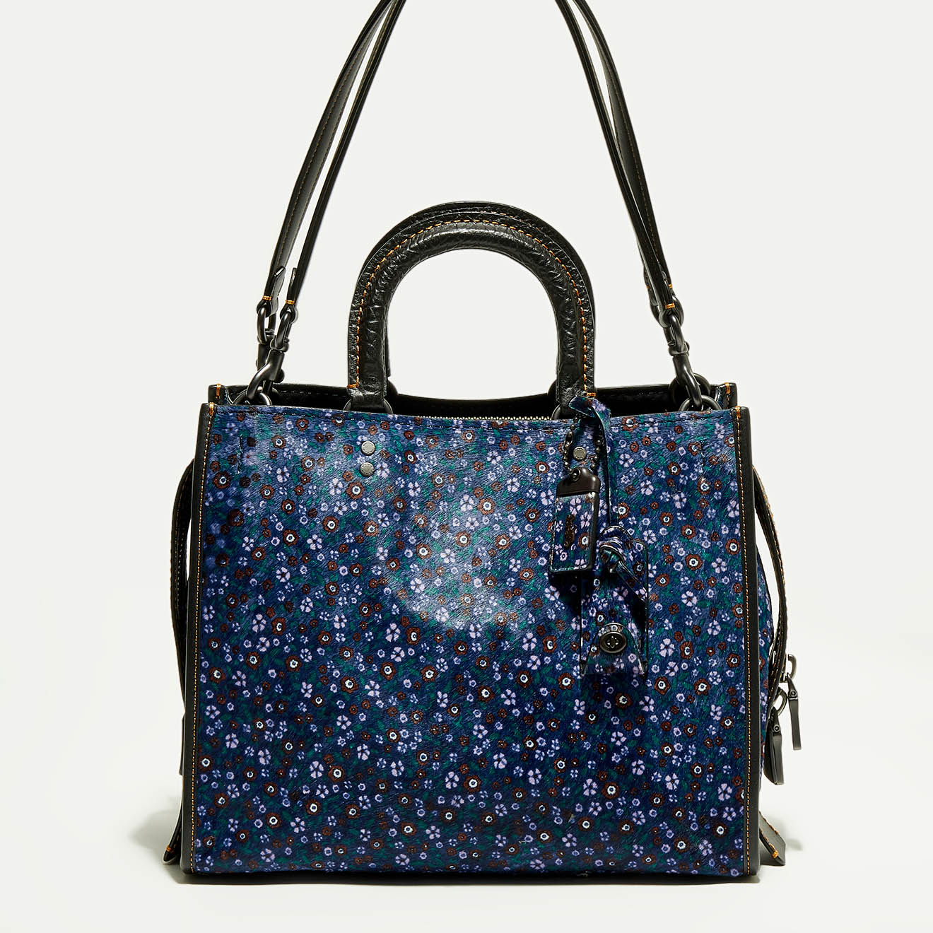 Coach - Sac à main en Cuir Rogue imprimé bleu foncé - 24.9x13.9x30.9 cm