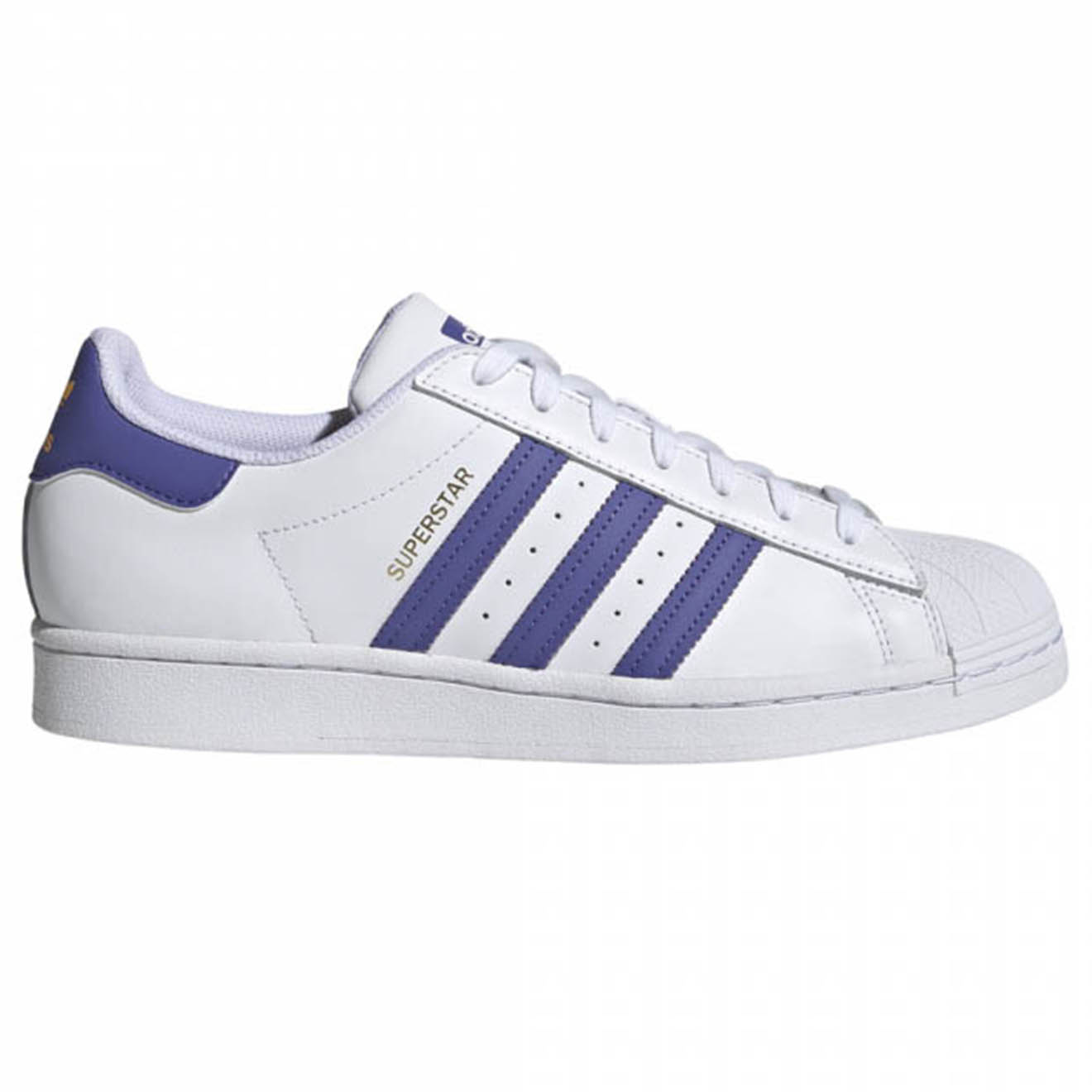 Adidas - Baskets en Cuir Bicolore Superstar blanc/violet/jaune