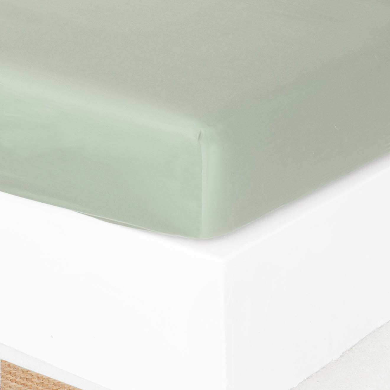 Drap housse 100% Satin de Coton Julia vert amande