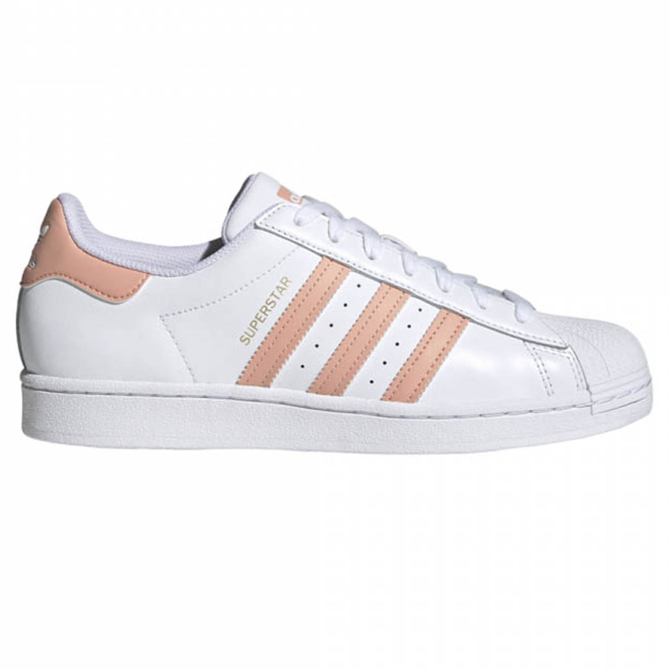 Adidas - Baskets en Cuiur Superstar blanc/rose