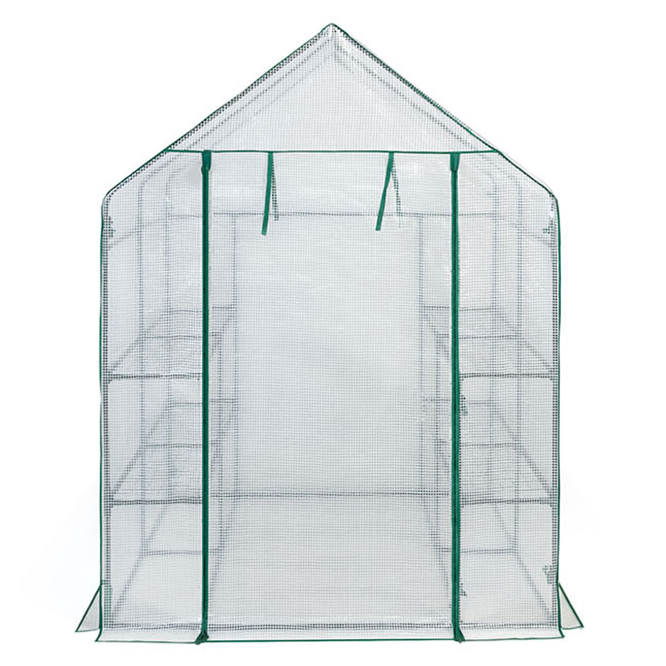 Serre d'hivernage 2m² avec étagères transparent/vert - 143x143x195 cm