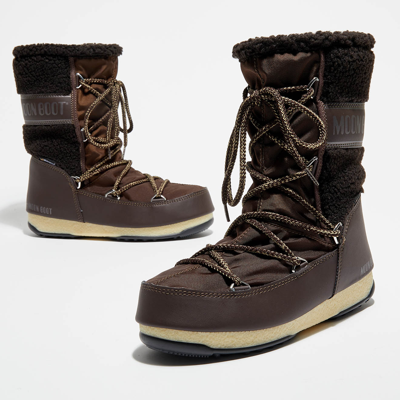 Moon Boot - Boots Après-ski Monaco Wool Mid marron foncé