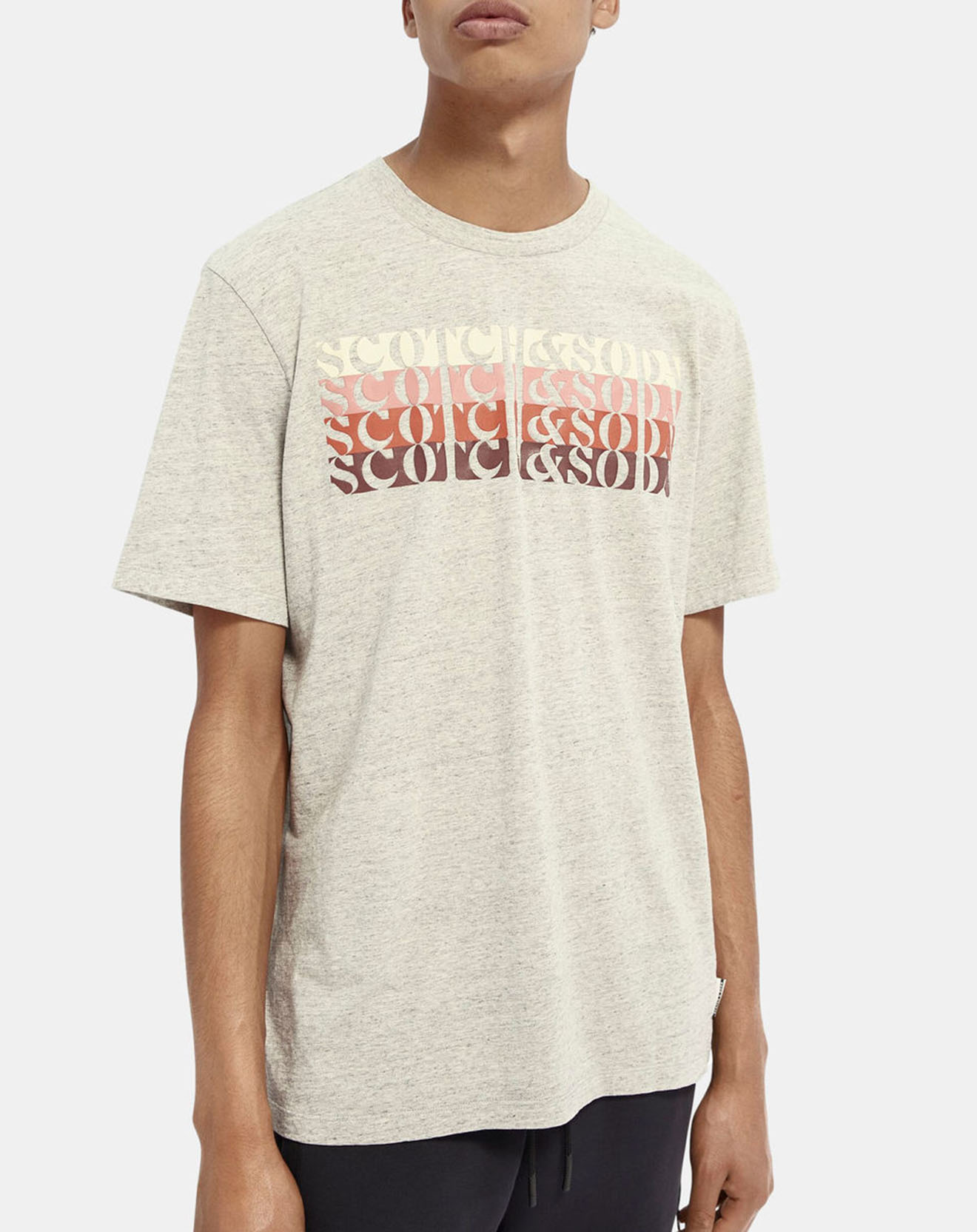 Scotch & Soda - T-Shirt Logo gris chiné