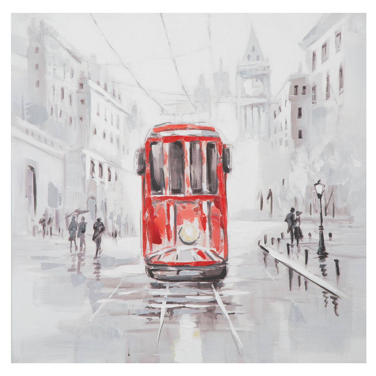 Mauro Ferretti - Tableau fait main Tram A multicolore - 80x80 cm