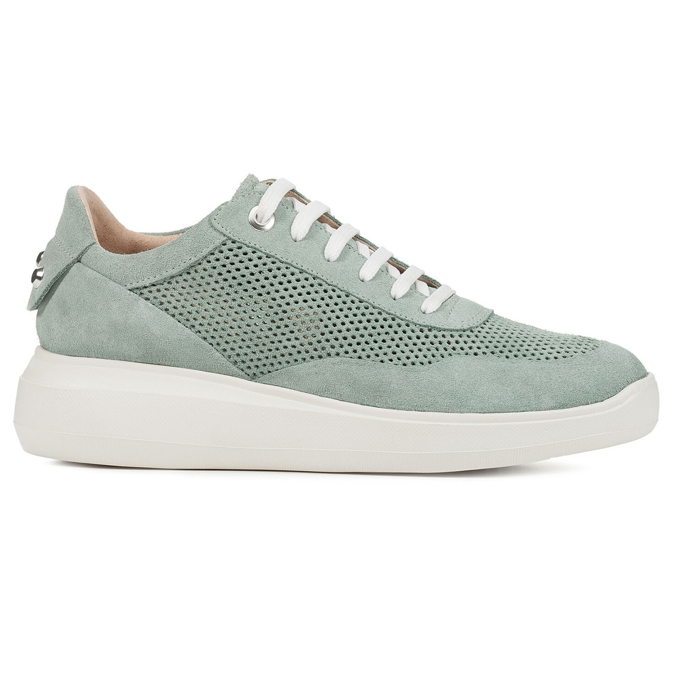 Geox - Sneakers en Velours de Cuir Rubidia vert clair