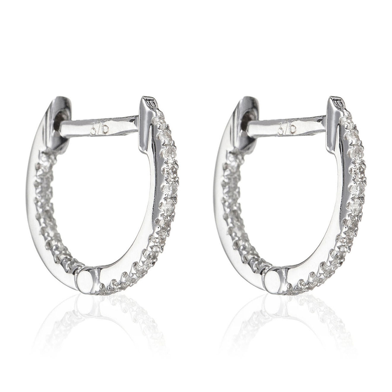 comptoir du diamant - boucles d'oreilles perfect créoles diamants 0.08 ct or blanc
